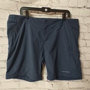 Columbia PFG Mens Navy Blue Nylon Fishing Belt Loop Shorts Outdoor